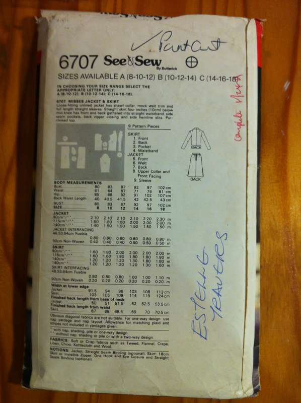 See & Sew 6707 Jacket and Skirt. Size 8,10,12. Cut on 10. Complete