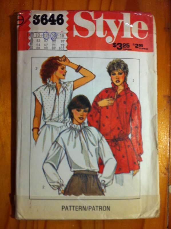 Style 3646 Set of Pullover Blouses. Size 10 -16. Cut on 12 and 16. Missing Belt Pattern