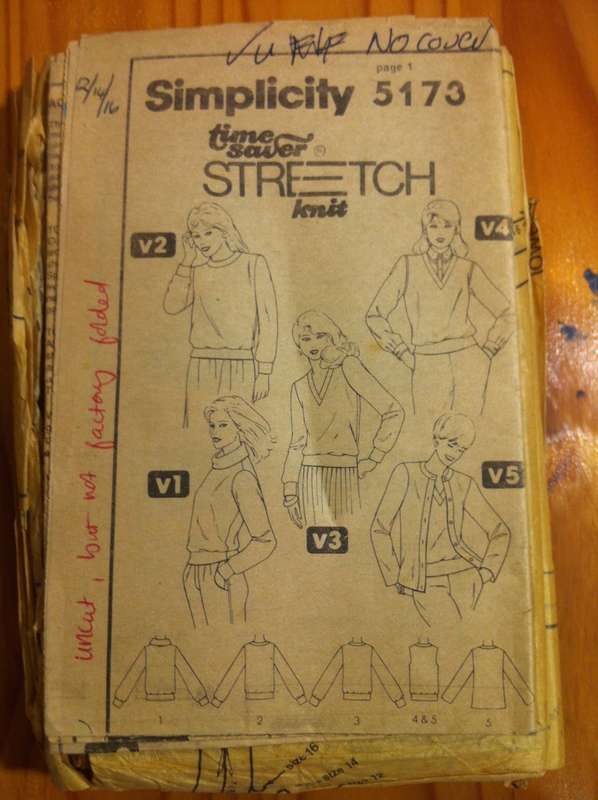 Simplicity 5173  Knit Jerseys and Cardigans. Size 12,14,16. No Envelope. Complete. Uncut but not F/F
