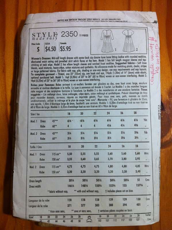 Style 2350 Magyar Sleeve Dresses. Pattern is Uncut F/F. No Sewing Instructions. No Cover Envelope