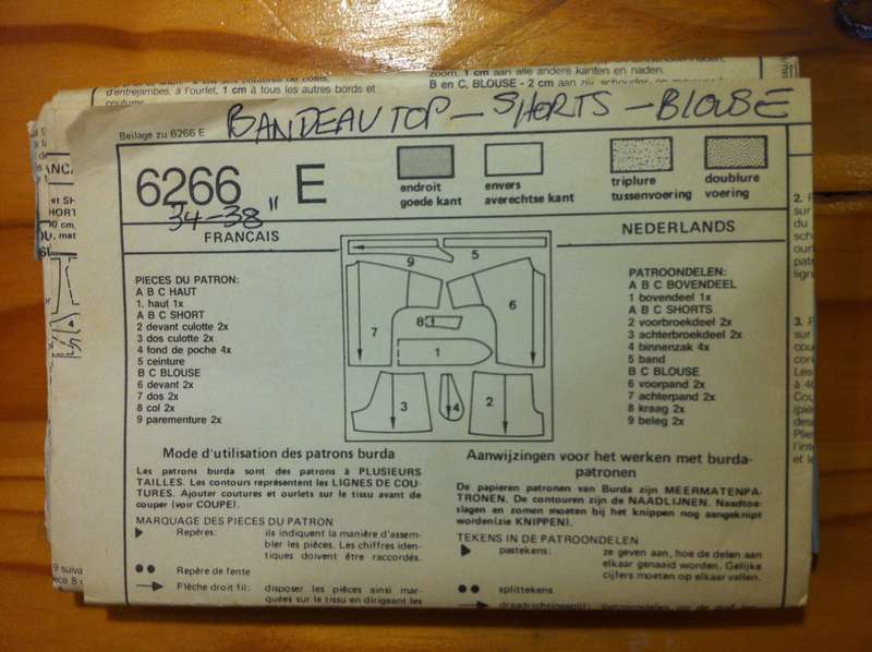 Burda 6266 Bandeau Top, Shorts & Blouse. Cut on 38. Complete. No Cover Picture
