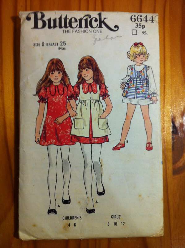 Butterick 6644 Only Girls LongSleeve Dress Version Available. Missing Short Sleeve & Pinafore Bodice