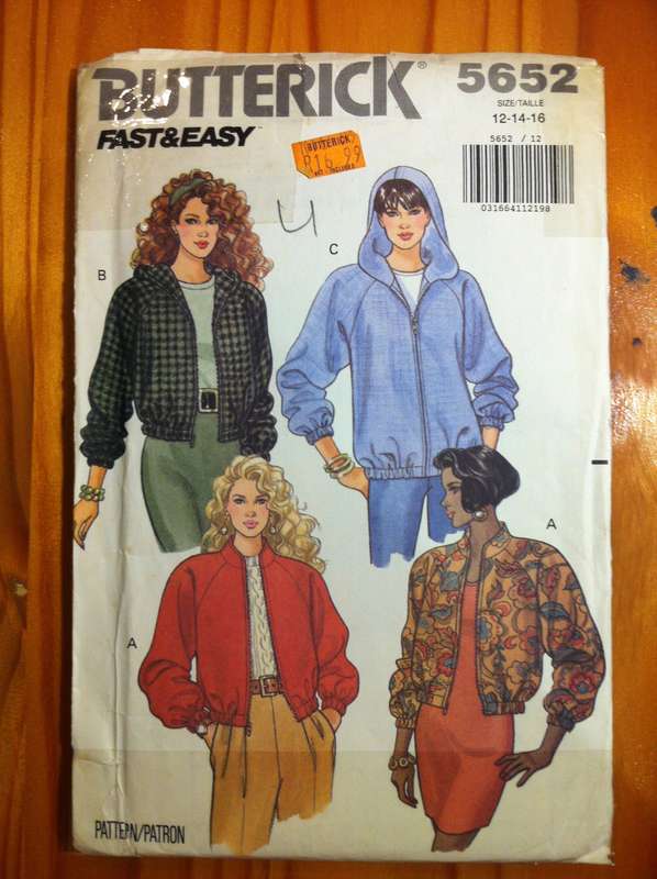 Butterick 5652 Unlined Jacket. Size 12,14,16. Complete Uncut F/F