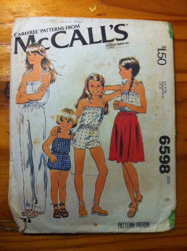 McCalls 6598 Girls Jumpsuit and Wrap Skirt. Size 6. Complete