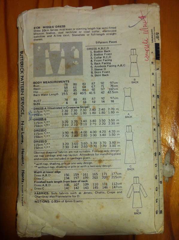 Butterick 6136 Oval or Cowl Neckline Dress. Size 6. Complete
