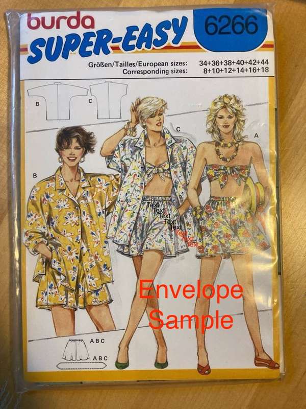Burda 6266 Bandeau Top, Shorts & Blouse. Cut on 38. Complete. No Cover Picture