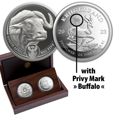 2 oz Gold Coin Set - Big Five II - Buffalo + Krugerrand - 2023
