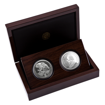 2 oz Silver Coin Set - Big Five III - Elephant + Krugerrand - 2024