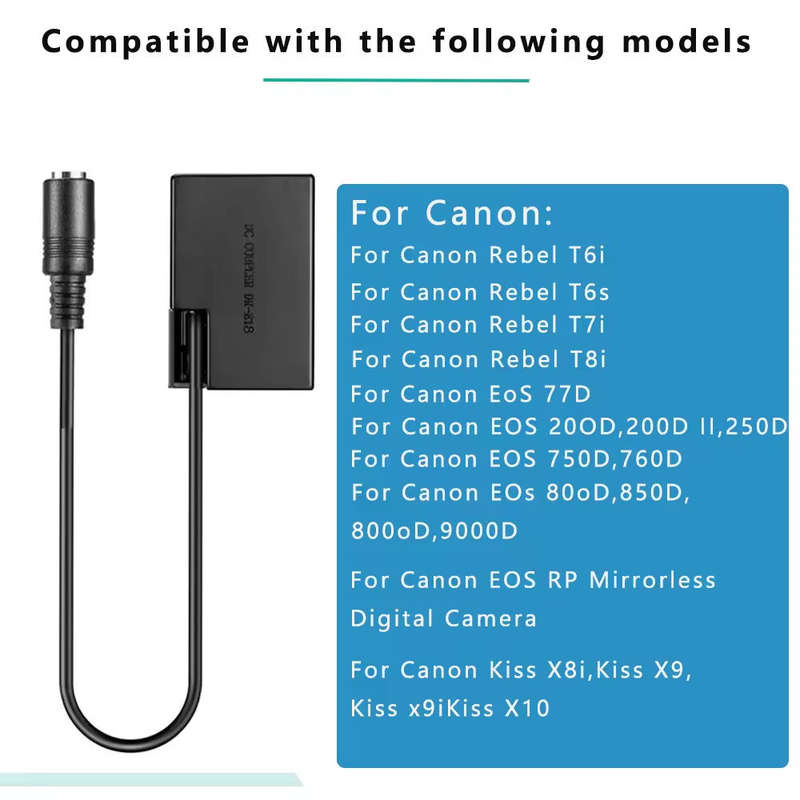 ACK-E18 AC Adapter for Canon cameras with LC-E17 battery
