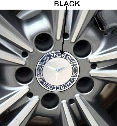 4x 75mm Wheel Centre Cap for Mercedes Benz (Black on Chrome)