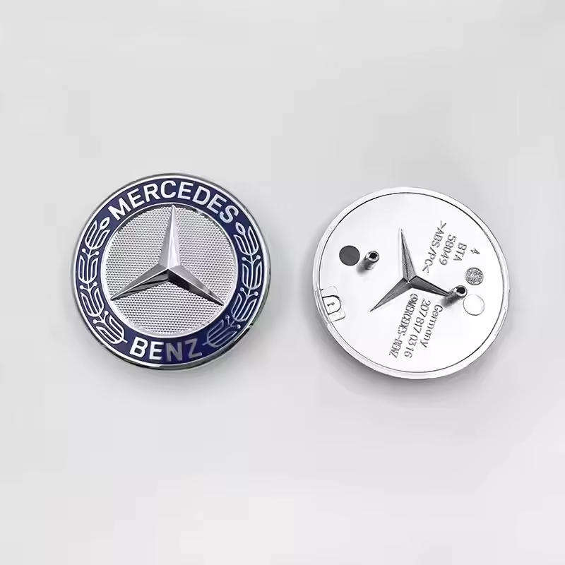 MB Bonnet Emblem Blue/Chrome (flat, 2 prong)