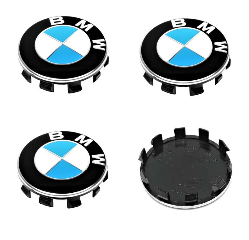 4x 56mm Replacement Hub Wheel Centre Caps for BMW (Blue, Black & White)