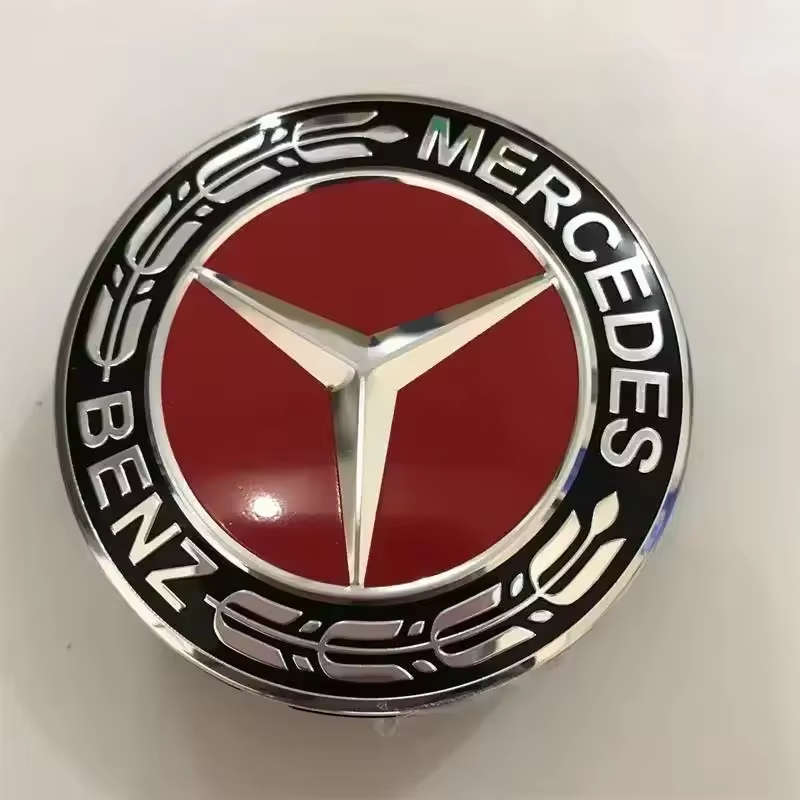 4x 75mm Wheel Centre Cap for Mercedes Benz (Chrome on Red & Black)