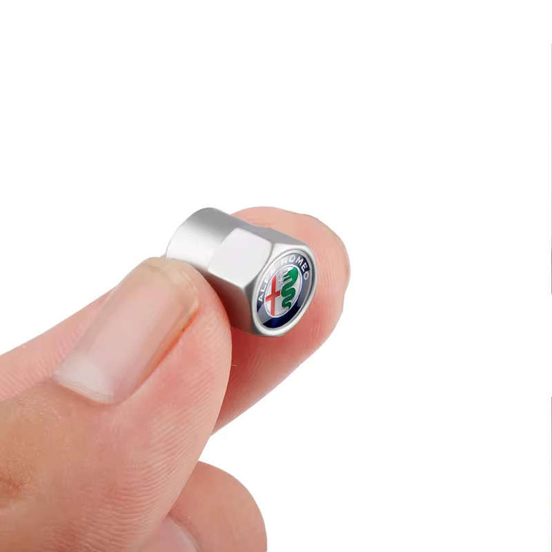 ALFA ROMEO Valve Caps - Silver with ALFA logo (Set of 4)
