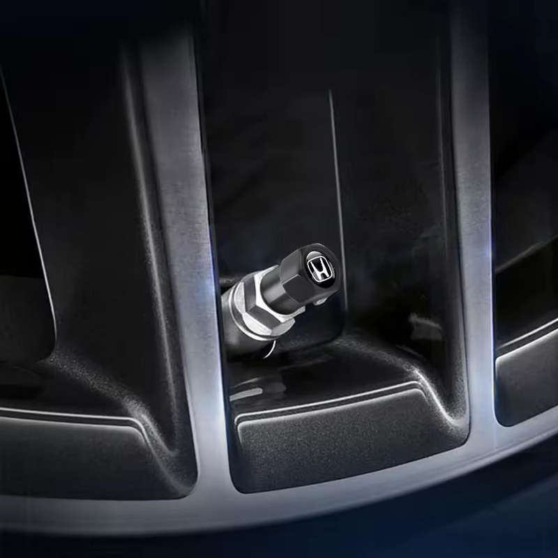 HONDA Valve Caps -Black with Chrome logo (Set of 4)