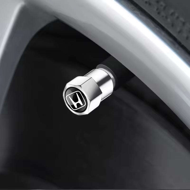 HONDA Valve Caps - Silver with Chrome logo (Set of 4)