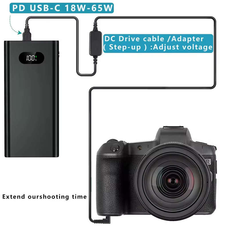 Power Bank LP-E17 Type C Cable DR-E18 ACK-E18 DC Coupler for Canon