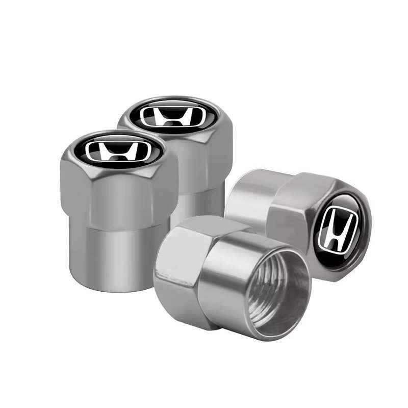 HONDA Valve Caps - Silver with Chrome logo (Set of 4)