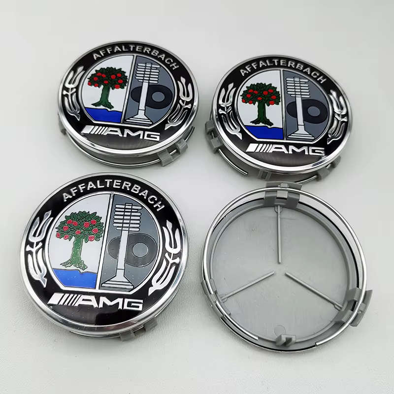 4x 75mm Wheel Centre Cap for Mercedes Benz AMG (Colour Logo)