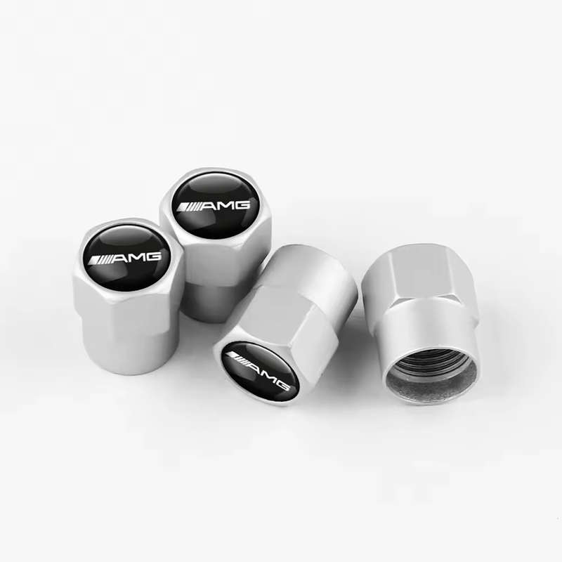 AMG Valve Caps - Silver with chrome "AMG" logo (Set of 4)