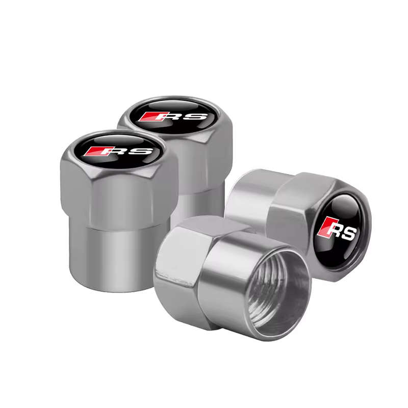 AUDI RS Valve Caps - Silver with "RS" logo (Set of 4)