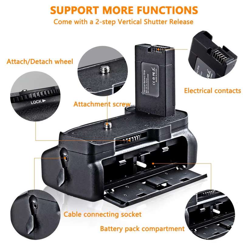 Generic Battery Grip for NIKON D5100 / D5200 /D5300 DSLR Cameras (Plus IR Remote Shutter Release)