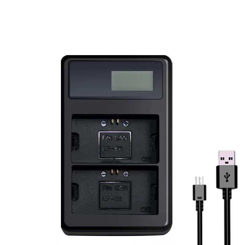 Generic (LCD Display) DUAL USB Charger for Canon LC-E6 / LP-E6 Batteries