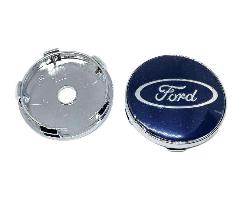 4x WHEEL CENTRE CAPS 60mm / 56mm for FORD (BLUE)