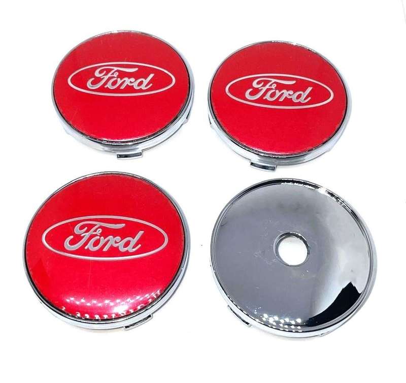 4x WHEEL CENTRE CAPS 60mm / 56mm for FORD (RED)