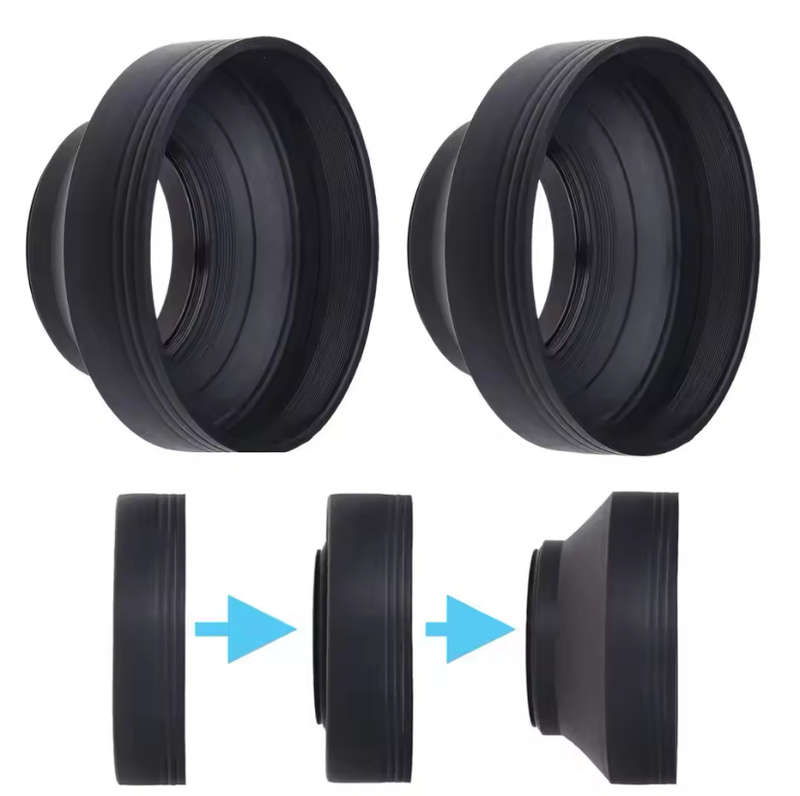 Universal 2-in-1 Rubber Lens Hood - for 82mm Filter Threaded Lenses