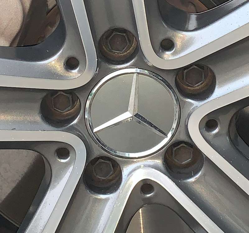 4x 75mm Wheel Centre Cap for Mercedes Benz (Chrome on Grey)