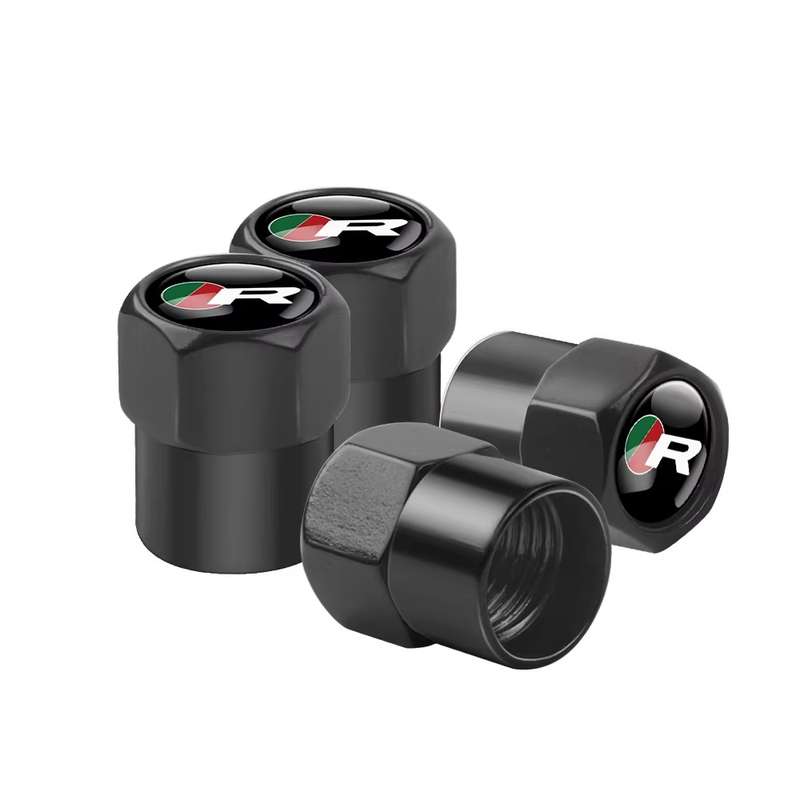 JAGUAR "R" Valve Caps - Black with "R" logo (Set of 4)
