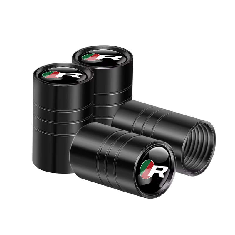JAGUAR "R" Valve Caps - Black with "R" logo (Set of 4 long caps)