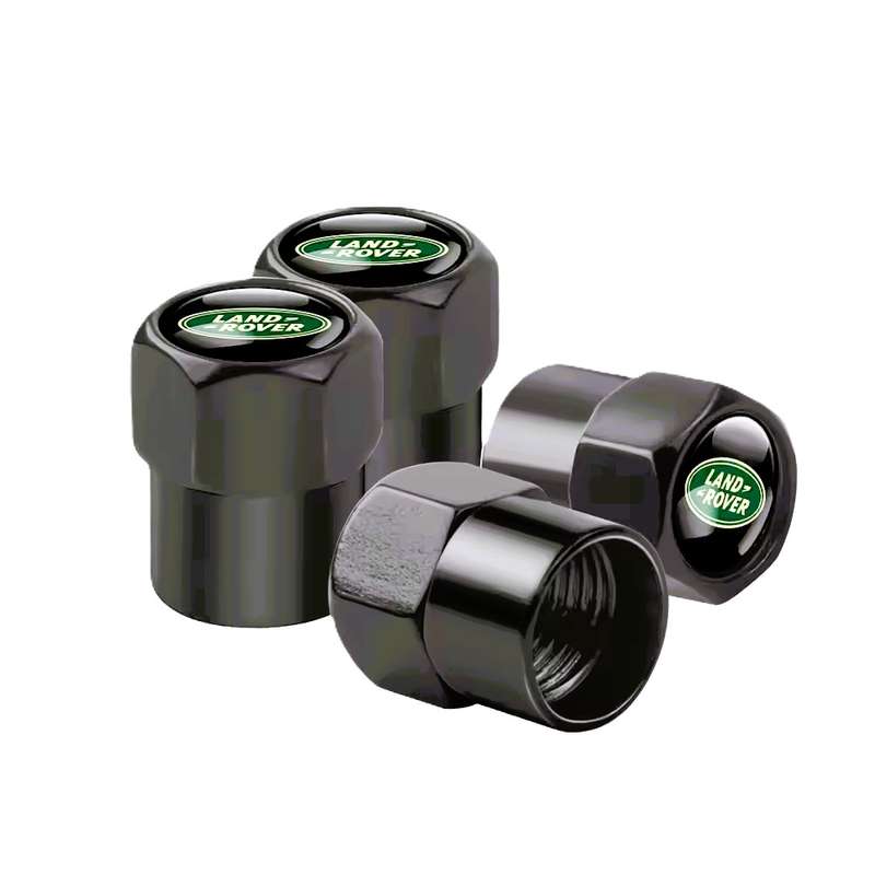 Land Rover Valve Caps (Black with Green Land Rover logo) (Set of 4)