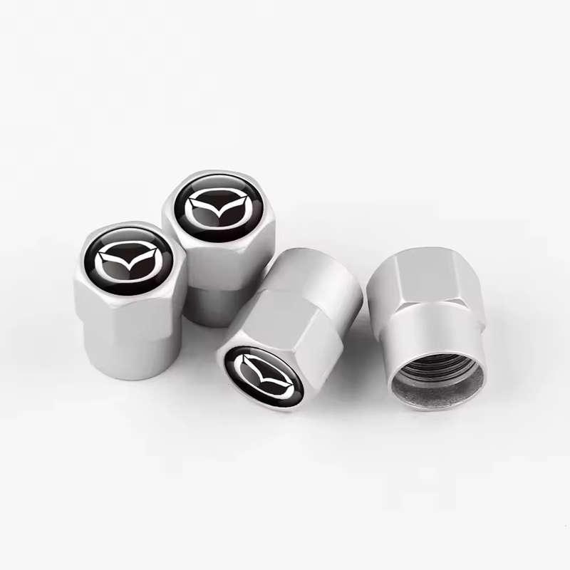 MAZDA Valve Caps (Silver with chrome Mazda logo) (Set of 4)