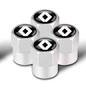 RENAULT Valve Caps - Silver with chrome Renault logo (Set of 4)