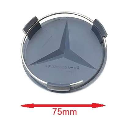 4x 75mm Wheel Centre Cap for Mercedes Benz (Silver on Silver Background)