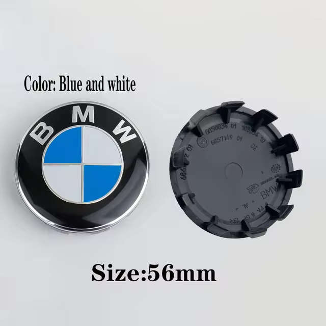 4x 56mm Replacement Hub Wheel Centre Caps for BMW (Blue, Black & White)