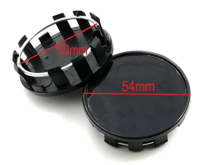 4x Wheel centre Cap Bases (without branding / stickers): 54 / 50mm (Black)