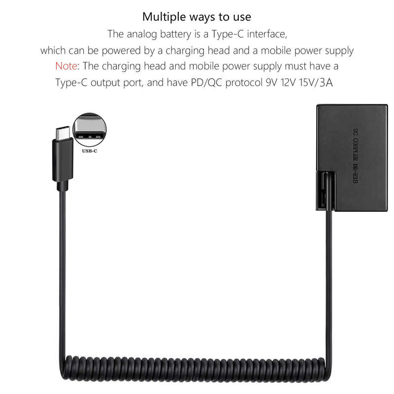 Power Bank LP-E17 Type C Cable DR-E18 ACK-E18 DC Coupler for Canon