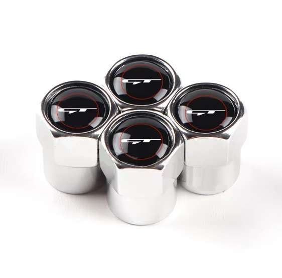 KIA GT Valve Caps - Silver with Chrome "GT" logo (Set of 4)