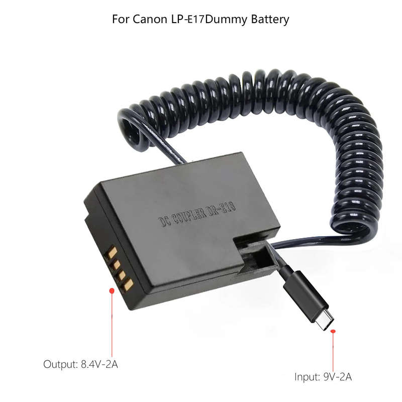 Power Bank LP-E17 Type C Cable DR-E18 ACK-E18 DC Coupler for Canon