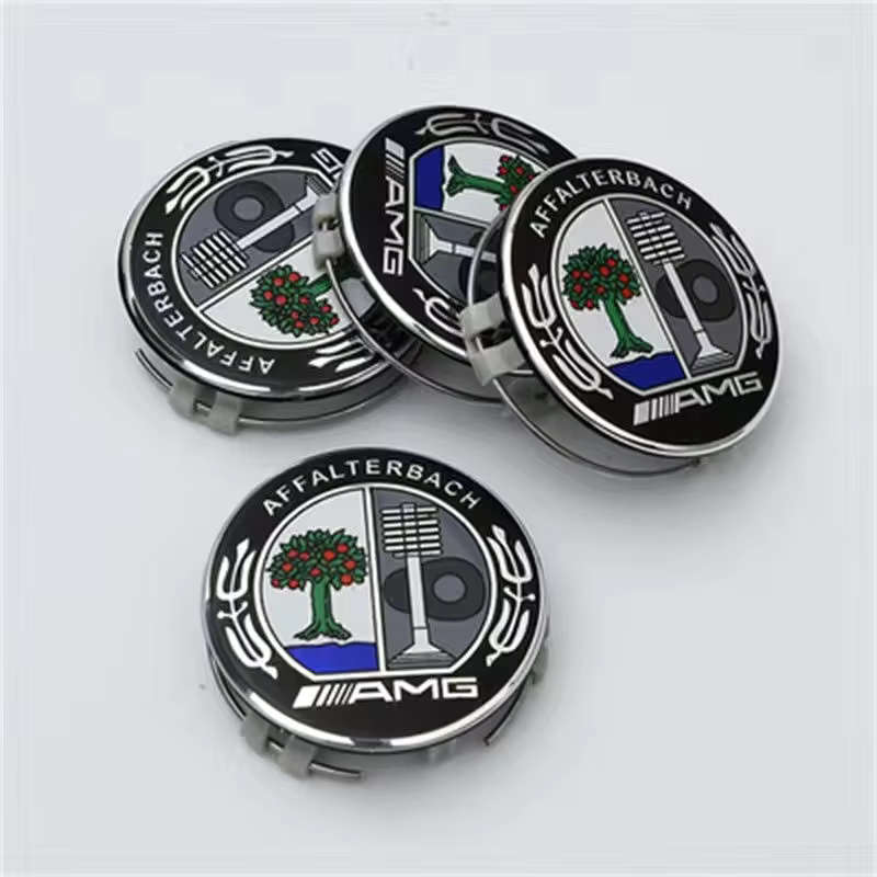 4x 75mm Wheel Centre Cap for Mercedes Benz AMG (Colour Logo)