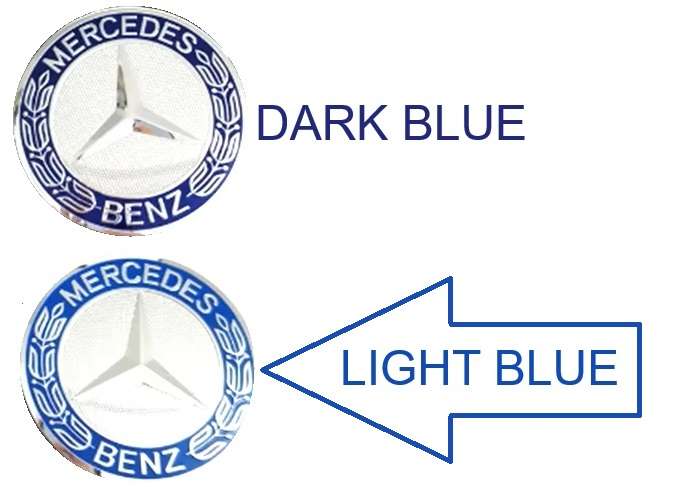 4x 75mm Wheel Centre Cap for Mercedes Benz (Light Blue on Chrome)