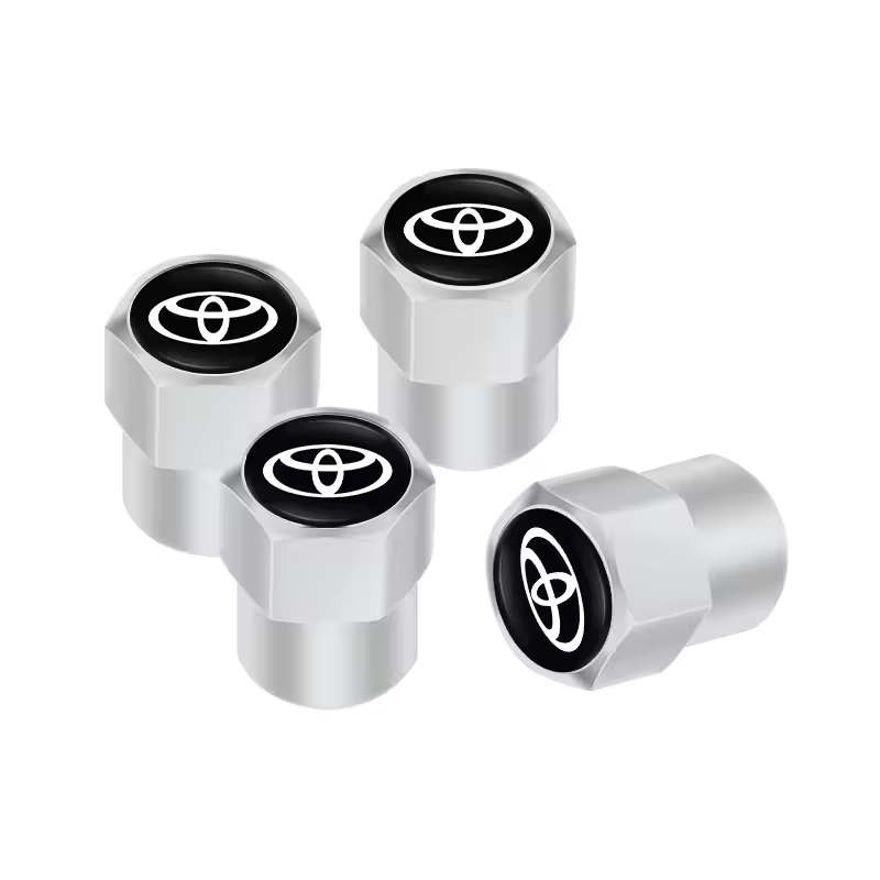 TOYOTA Valve Caps - Silver with chrome Toyota logo (Set of 4)