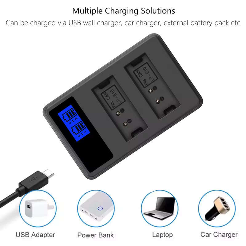Generic (LCD Display) USB Charger for Canon LC-E10 / LP-E10 battery (DUAL CHARGER)