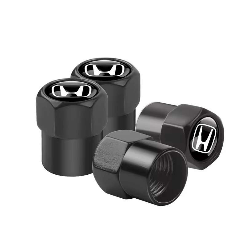 HONDA Valve Caps -Black with Chrome logo (Set of 4)