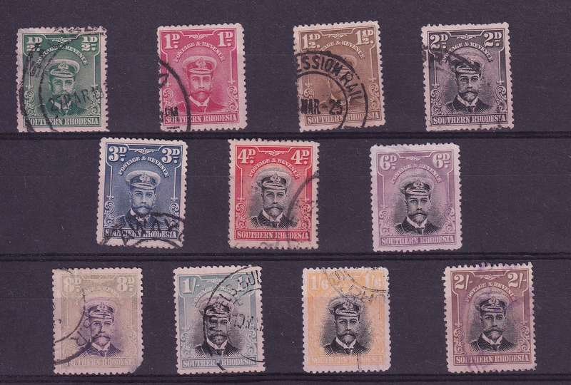 Southern Rhodesia, 1924, Admirals, Part Set Used in Mixed Condition