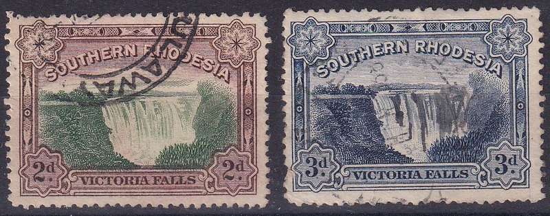 Southern Rhodesia, 1932, Large Falls, 2d + 3d, used