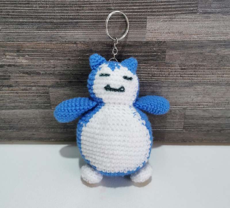 Beautiful Pokémon Snorlax Hand Crochet Plushy Keychain